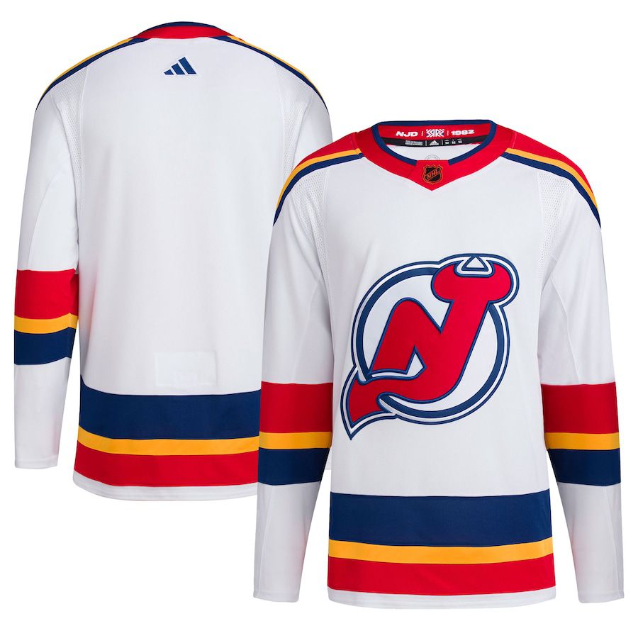 Men New Jersey Devils adidas White Reverse Retro Authentic Blank NHL Jersey